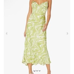 ASTR adorable Green midi dress with adjustable stripes